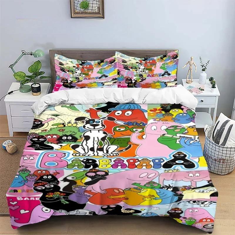 3D Printed Barbapapa Bedding Set for Boys Girls Duvet Cover And Pillowcase Included Twin Queen King Full Single Double Sizes