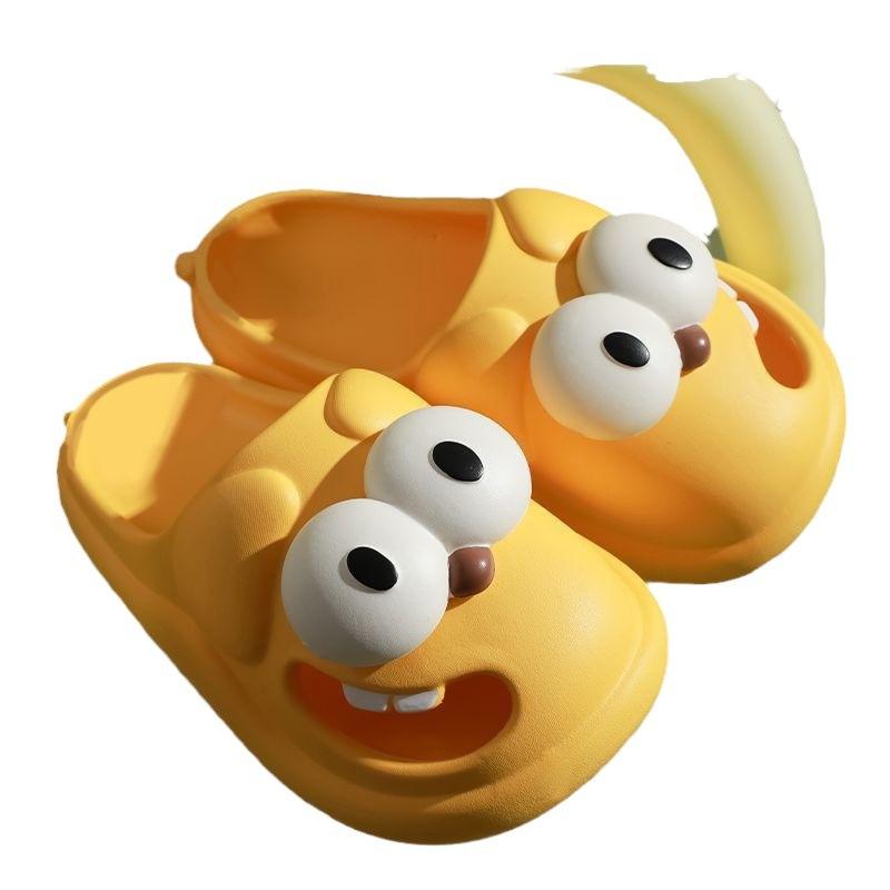 Hunde Hausschuhe mit großen Augen Damen Sommergebrauch Rutschfest Dick Zuhause Indoor Badezimmer Rutschfeste Hausschuhe Outdoor Sandalen