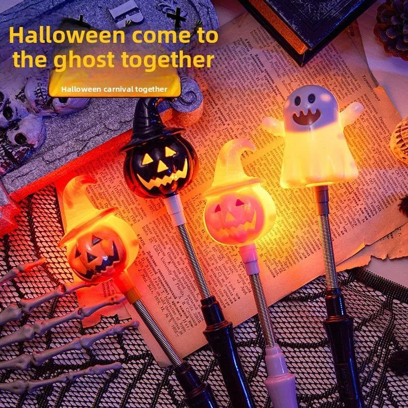 Halloween Glow Stick LED Flashing Light Pumpkin Skeleton Head Decor Party Supplies for Halloween Decoration Festival Gift
