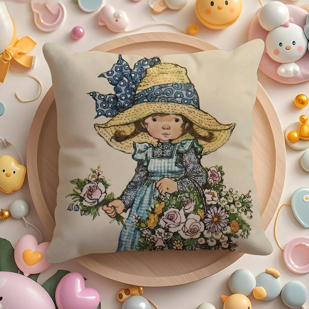 Art Sarah Kay Swing Girl Cushion Cover Short Plush Double-Sided Printing Home Machine Washable In Warm Winter Pillow Case