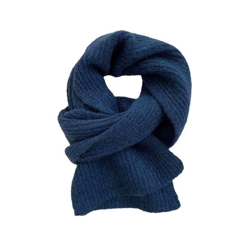 Scarf women's autumn and winter new solid color soft waxy versatile simple wool knitted scarf scarf