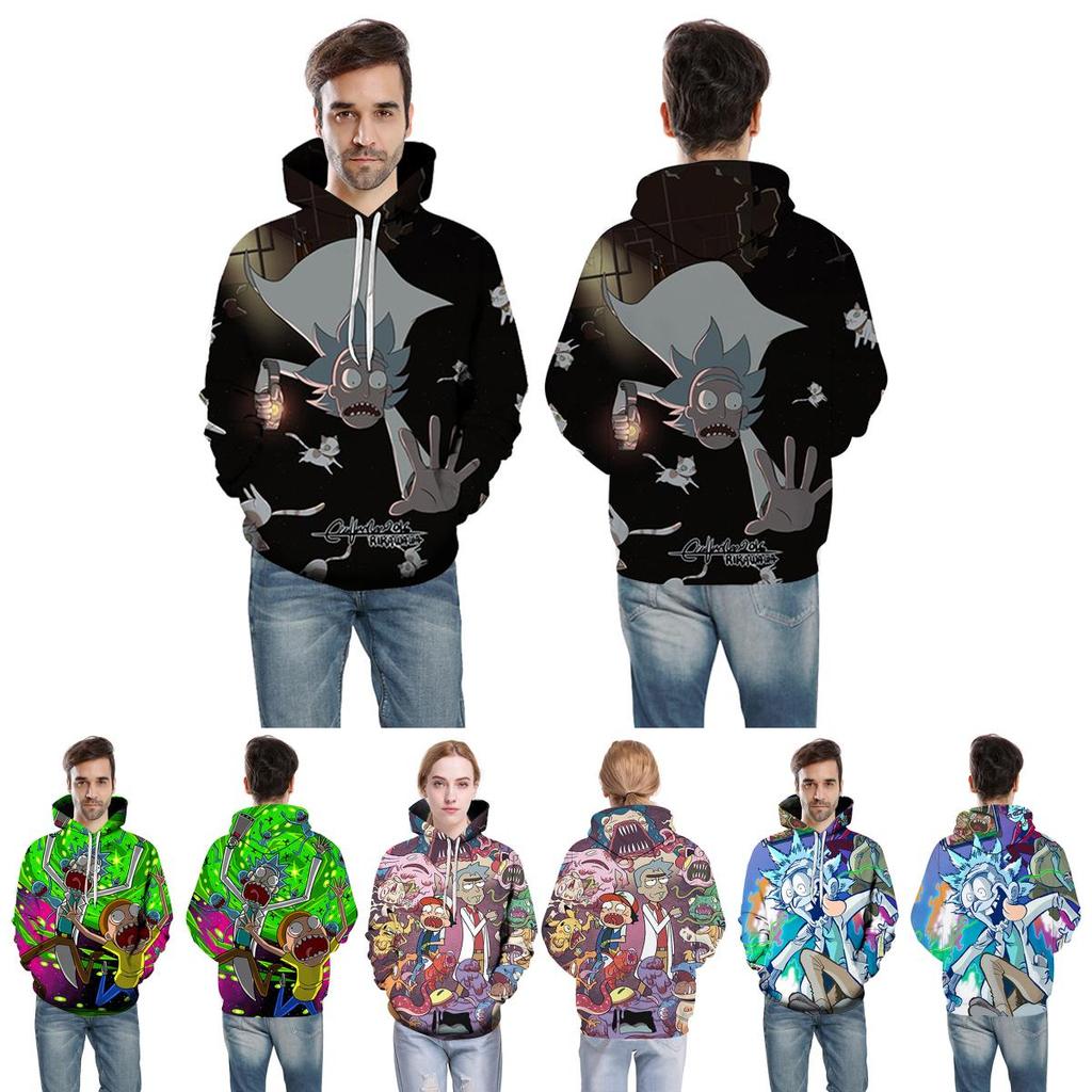 Bluza z kapturem Rick And Morty z cyfrowym nadrukiem 3D dla mężczyzn, codzienna odzież sportowa w kolorach zielonym, szarym, czarnym, białym