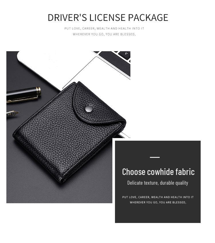 Genuine Leather Bi-Fold Wallet & Multifunctional Driver's License Holder with ID Slots & Card Sleeves