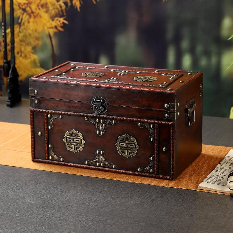 New Chinese Style Vintage Wooden Storage Box With Lid For Jewelry Organizer