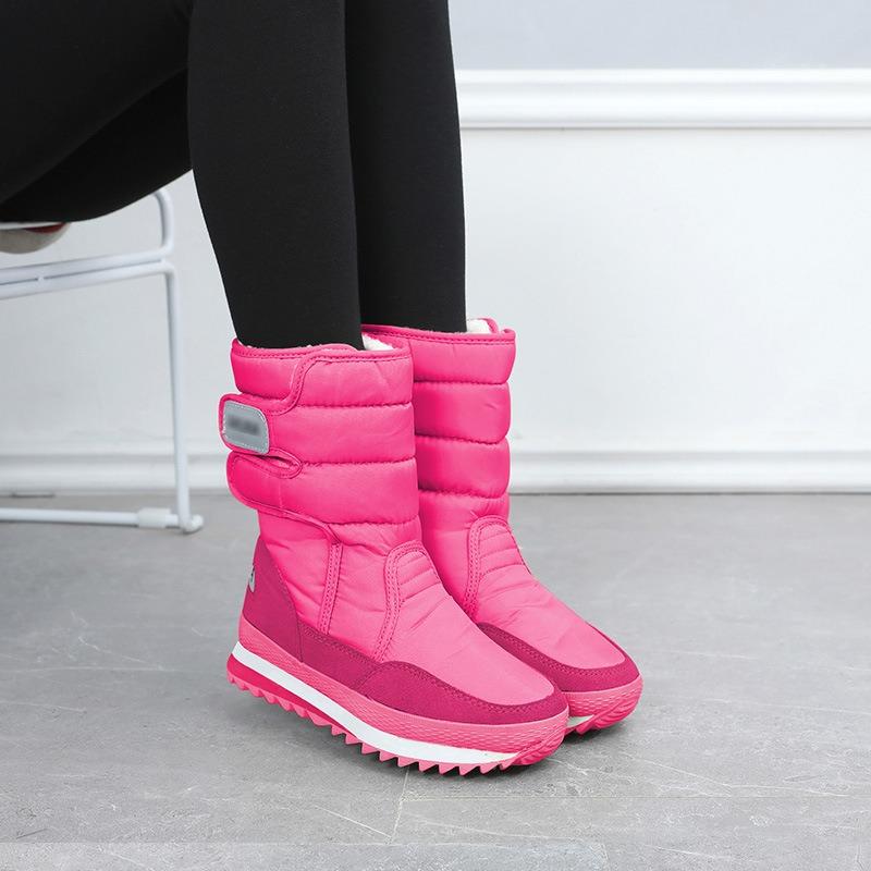 Winter thickened velvet warm medium tube snow boots women's light flow snow shoes fashion women's cotton shoes waterproof and non-slip