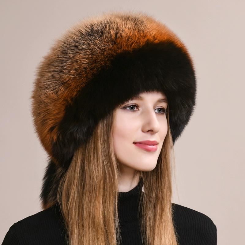 Fox fur hat women's winter leather Mongolian hat ethnic wind ear protection warm Northeast mink straw hat children winter