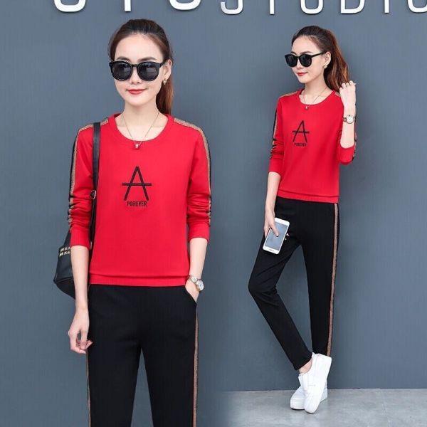 Women's European and American Spring/Autumn Fashion: Long-Sleeve Sweater Two-Piece Casual Sportswear Set