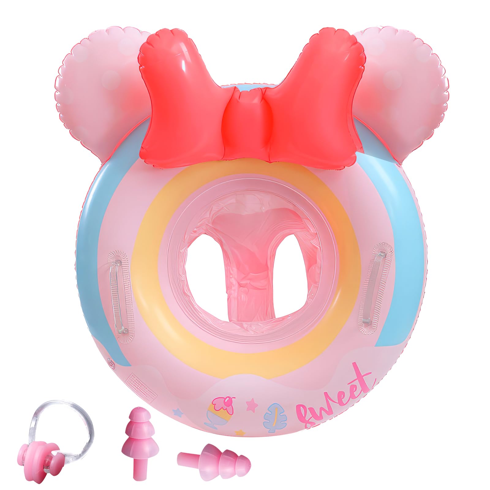 

Swim Ring Set for Kids with Baby Funnel Foot Holes and Cute Cute Swim Bathtime Inflatable Strong Perfect for Water and Summer Ages 4-Piece Handles.