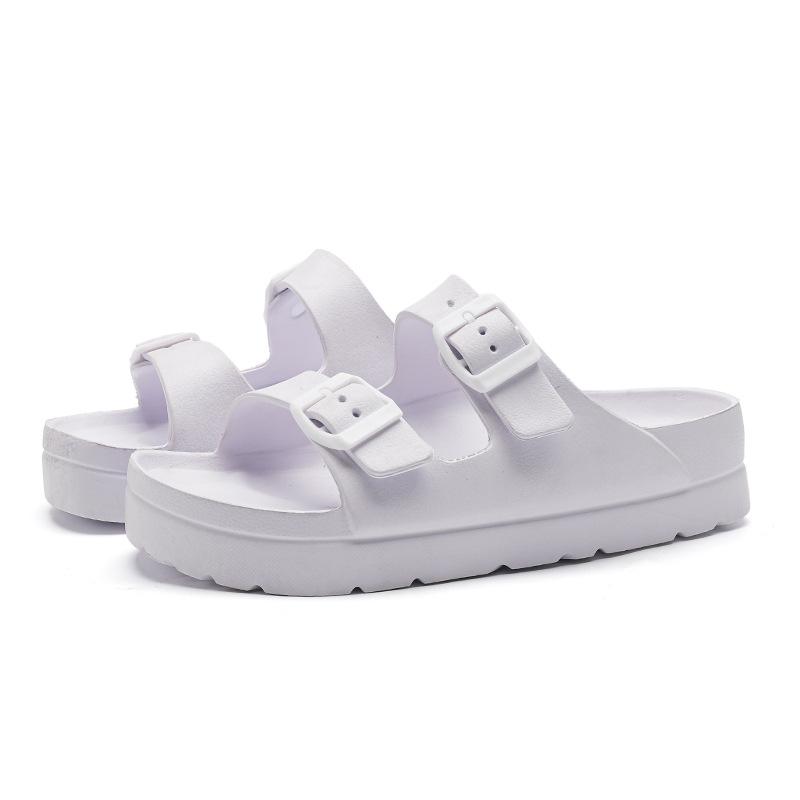 

2024 Летние сандалии на платформе, женские, на толстой подошве, на плоской платформе, карамельного цвета, с двумя пряжками, тапочки-мюли, пластиковые шлепанцы, шлепанцы 42