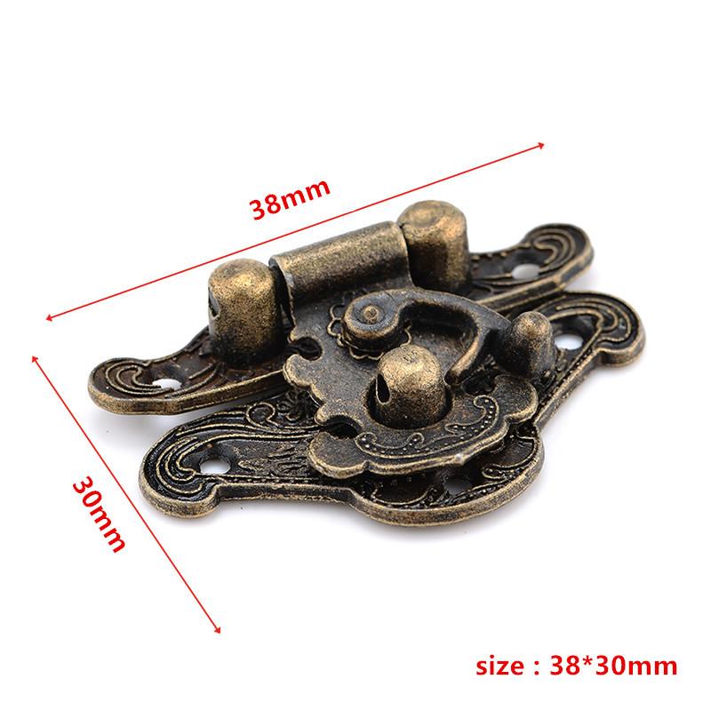 NAIERDI 4pcs Antique Bronze Hasp Latch Jewelry Wooden Box Lock Mini Cabinet Buckle Case Locks Decorative Handle 3 size
