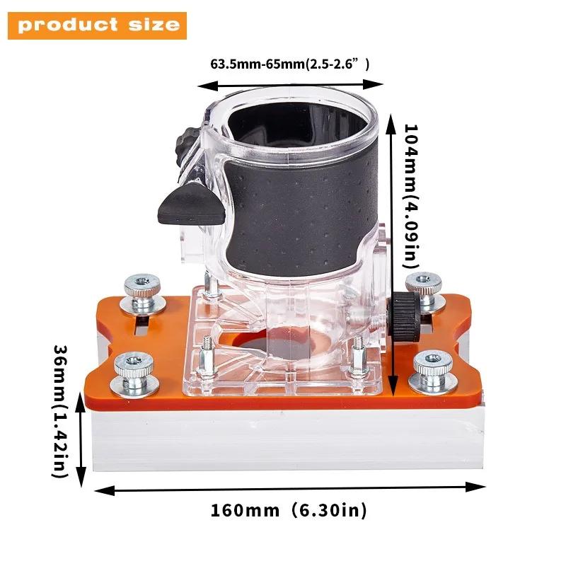Compact Wood Palm Router Base Wide Application Aluminum Alloy Accurate Slotting Wood Router Base for Surface Finishing