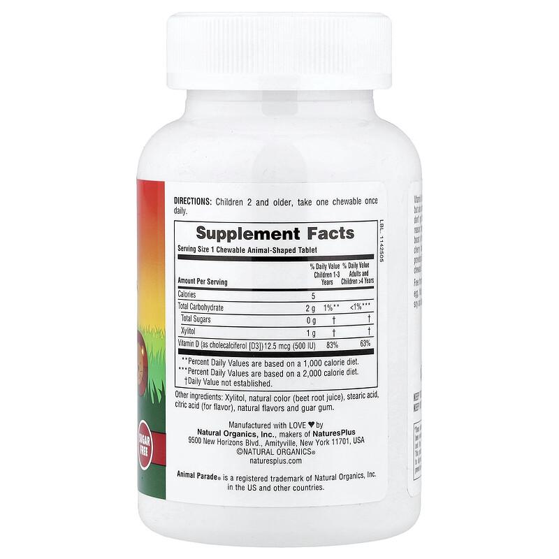 Animal Parade®, Vitamin D3, Black Cherry, 12.5 Mcg (500 IU), 90 Animal-Shaped Tablets