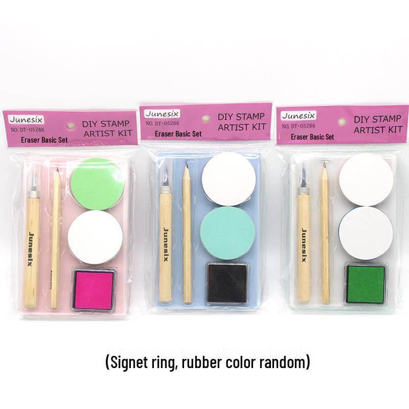 Engraving Rubber Stamp DIY Starter Kit - Handmade Materials & Pencil Included