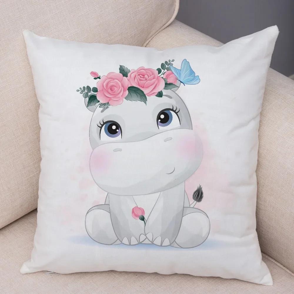 Haustier Hund Katze Druck Kissenbezug Farbe Niedlich Cartoon Tier Kissenbezug Dekoration Sofa Zuhause Kinderzimmer