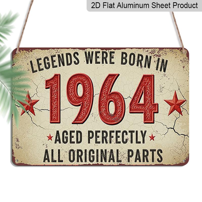 

2D Flat, 1pc Vintage 1964 Legends Wall Sign - Aluminium Retro Legends Were Born in 1964 for Home, Farmhouse & Seasonal Decor - Aged Original Parts 20*30cm