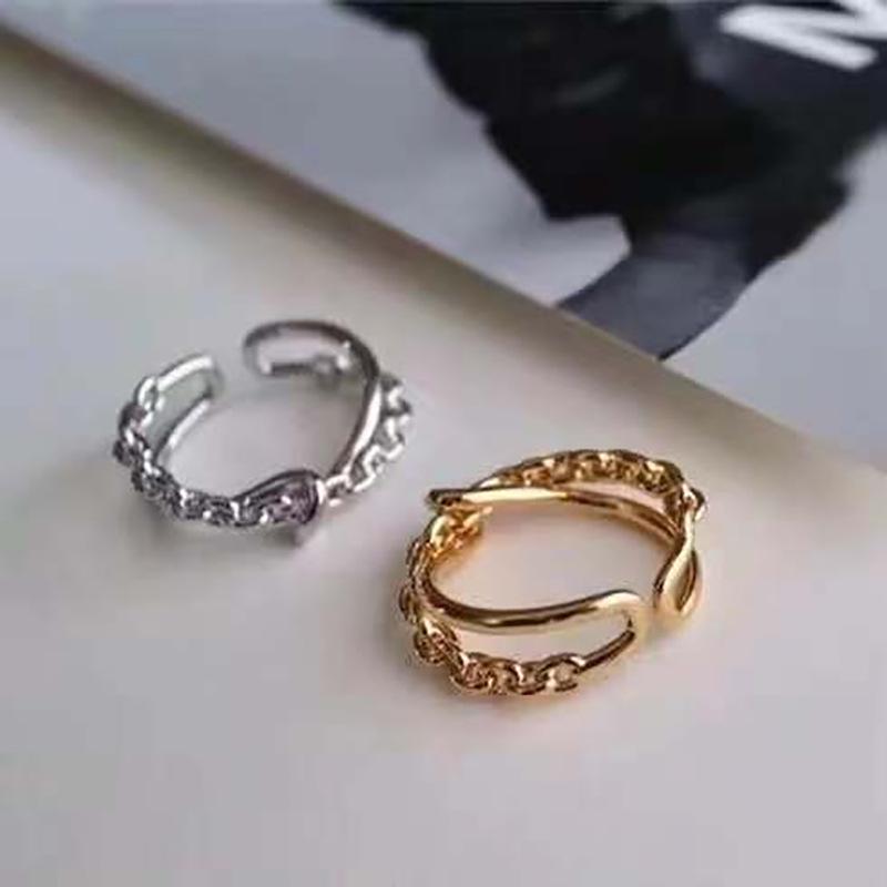 925 Sterling Silver Double Layer Retro Chain Open Ring - Fashionable and Unique Index Finger Band