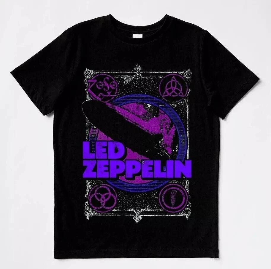 Led Zeppelin T-Shirt LED ZEPPELIN Rock Band Vintage Black Tour Full Size Unisex T-Shirt