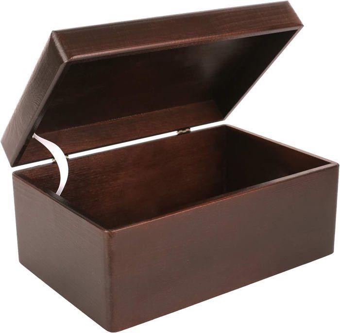 Boîte de Rangement en Bois Marron - 30 x 20 x 14 cm - avec Couvercle - Boîte Caisse Malle Coff