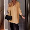 Lapel Fashion Office Ladies Blouses Solid Color Long Sleeve Shirt