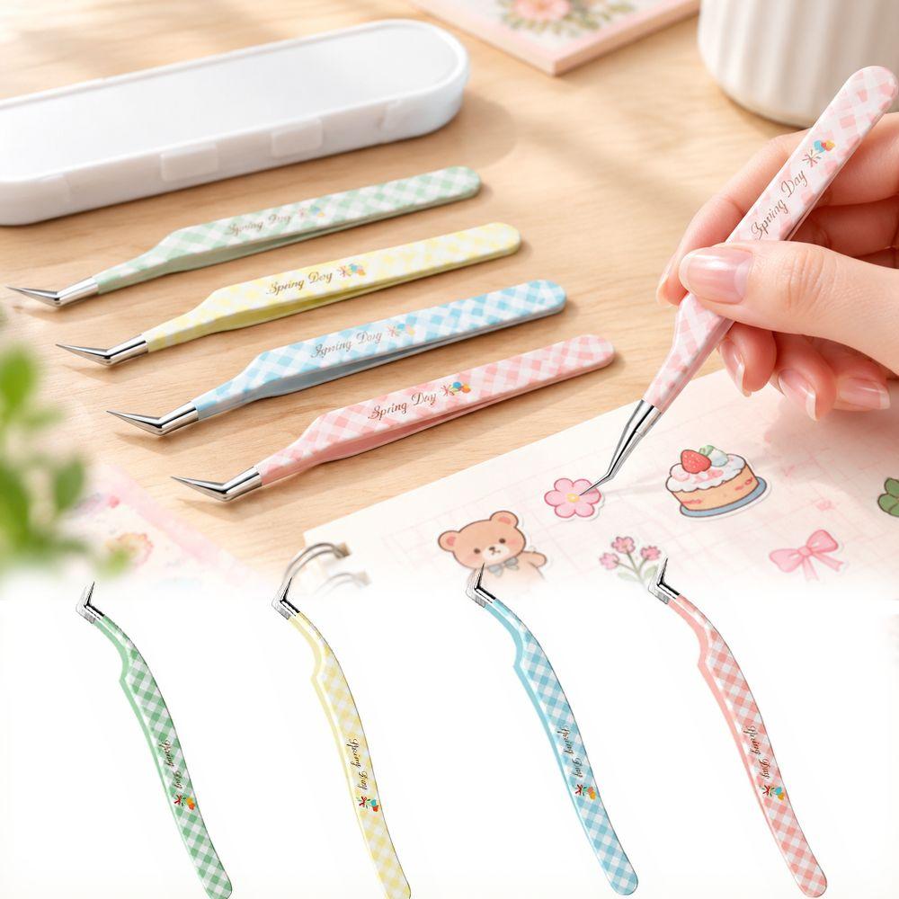 Stainless Steel Precision Tweezers Anti-static Lashes Extension Tweezer Sticker Application