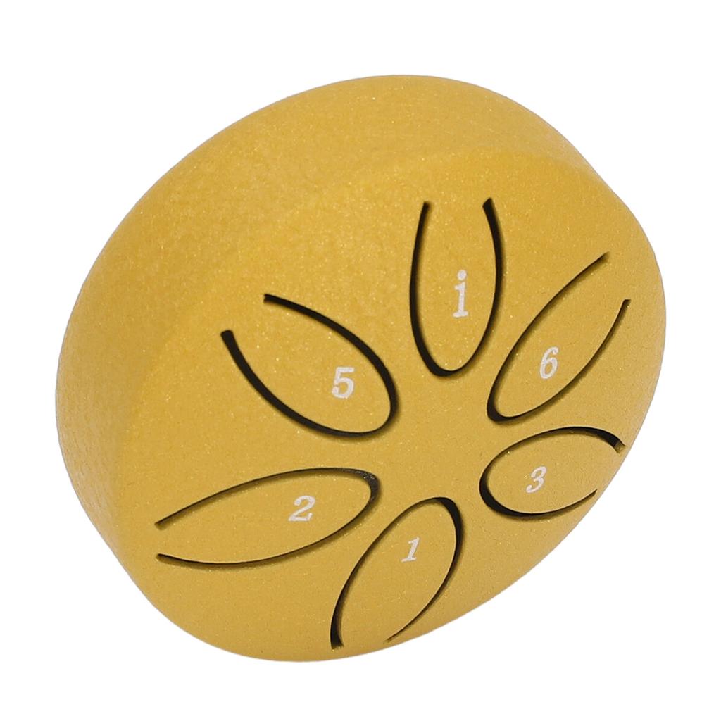 Jazykový buben 3 palce 6 tónů ocelový s 1 ks paličky Mini Handpan buben pro hudební nástroj zlatý