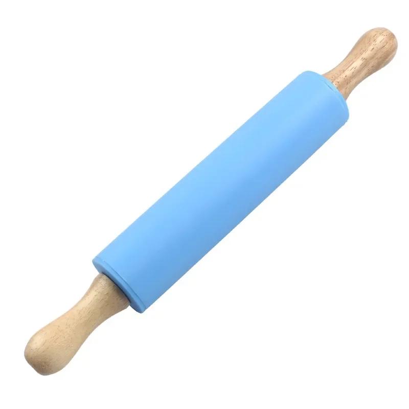 Silicone Christmas Rolling Pins for Kids, Non-stick Surface and Comfortable Wood Handles for Baking Bakery Accessories