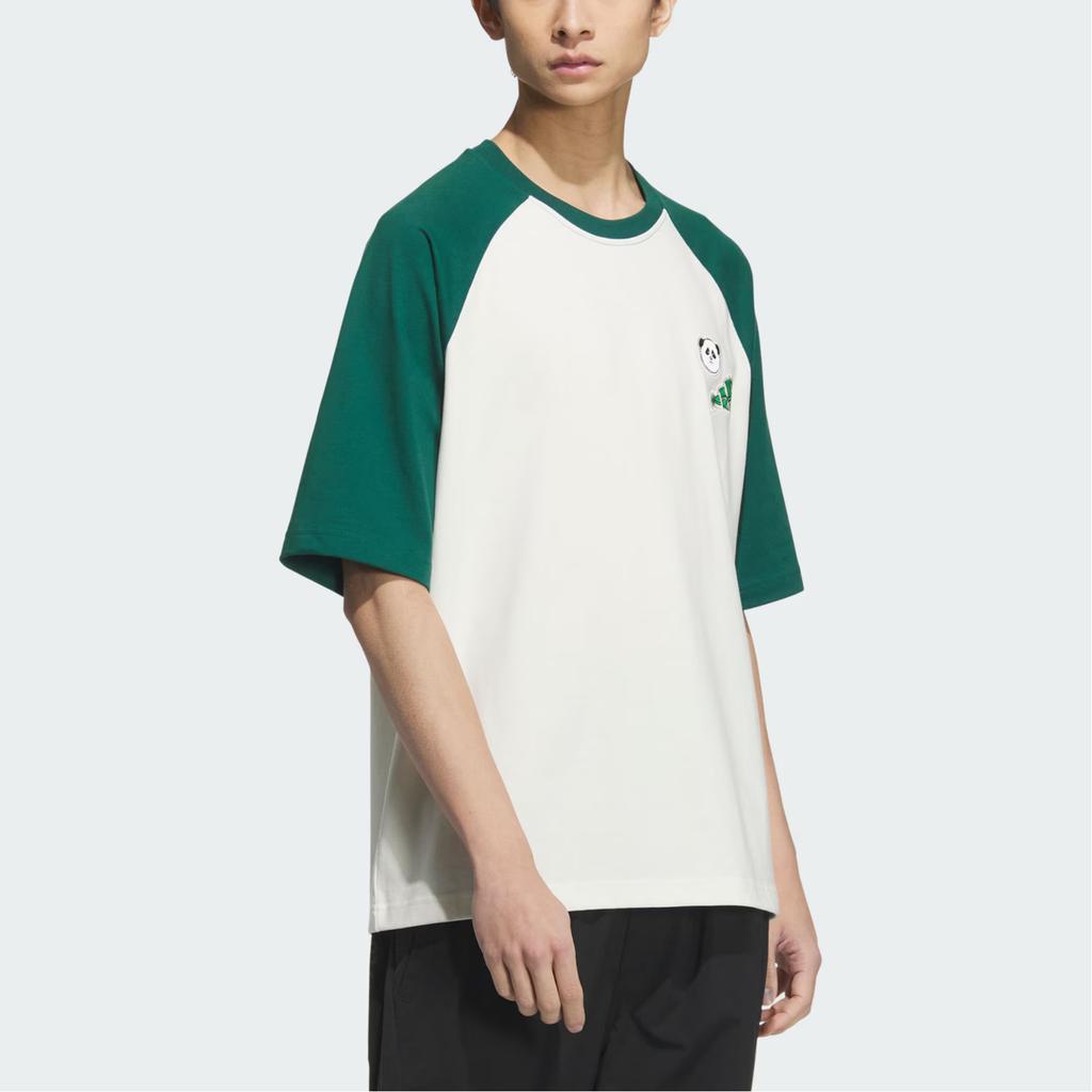 Adidas Graphic Raglan T-Shirt Comfortable Sports Casual Loose Short Sleeve Round Neck T-Shirt Men Tops Han-Jade-White Forest-Green KC3370