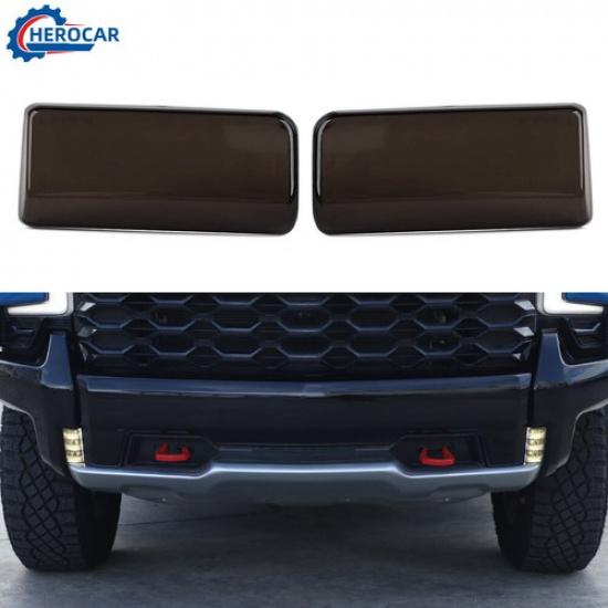 Smoked Front Fog Light Lamp Cover Trim Panel Guard For Chevy Silverado -2025