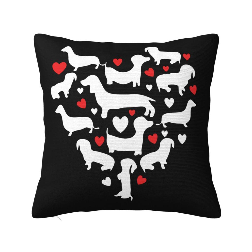 Dachshund Dog Love Square Pillow Covers Home Wiener Sausage Doxie Cushion Cover Cute Home Decoration Pillowcase 4545