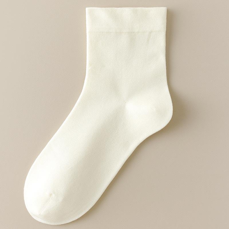 Women's Spring and Summer Thin, Solid-color, Pure Cotton, Versatile Mid-calf Socks, Boneless, Comfortable Postpartum Socks, Trendy Short Socks