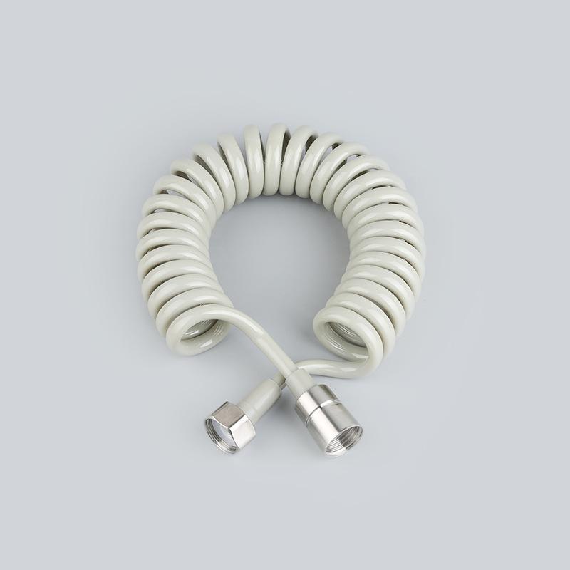 304 Stainless Steel Shower Head with Retractable Soft Hose and Gray Telephone-Style Elastic Tube