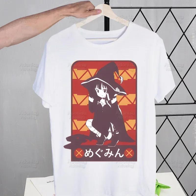 

KonoSuba Megumin Kono Subarashii Kazuma Tshirts Men Shirt Harajaku Mens Clothing Summer Streetwear Casual Tee Short Sleeve Tops 3XL