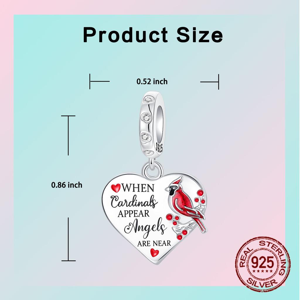 copper When Cardinals Appear Angels Are Near Pendant Charm Compatible With Authentic Charm Bracelets Women Do It Yourself Jewellery Gift