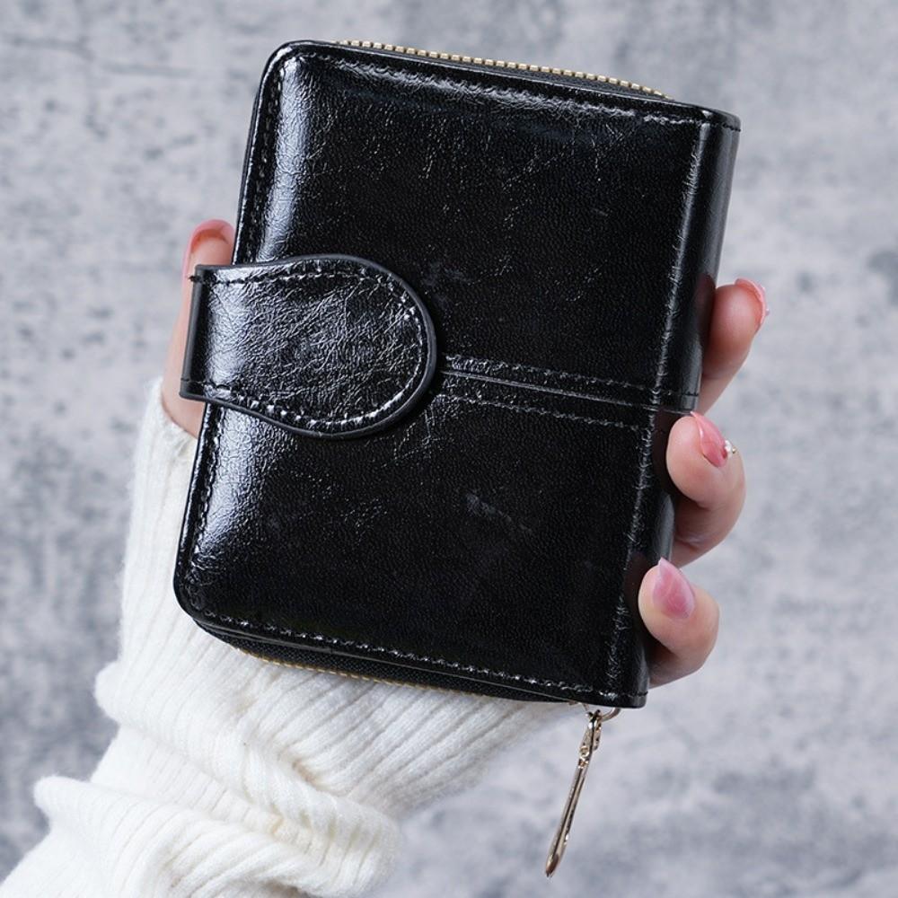 Women s Fashion Multi-slot Short Wallet Oil-based PU Leather Zipper Card Holder Bag Vintage Coin Purse 1340₽