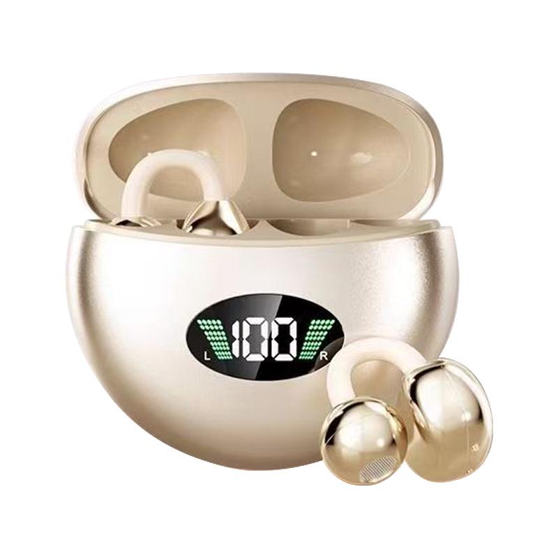 

Q71 Bluetooth Earclip: Bone Conduction, High Sound Quality, Noise Reduction, Long Battery Life, Universal Sports Headset. бежевий