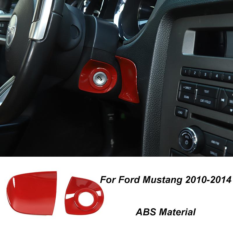TESIN Car Red Interior Decoration Cover Stickers For Ford Mustang 2009 2010 2011 2012 2013 2014 Exterior Accessories Car
