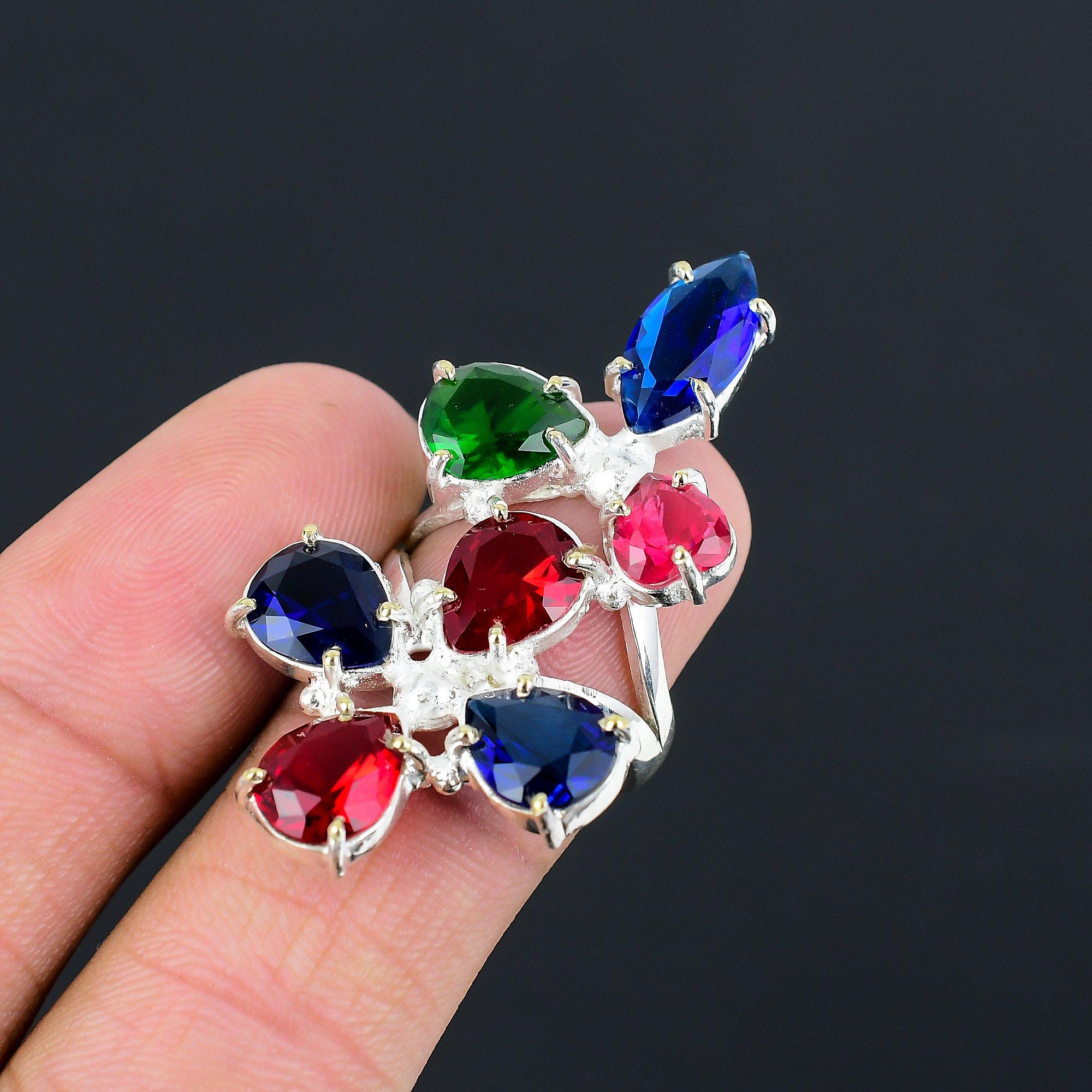 Sterling Silver Mozambique Garnet Gemstone Daughter Ethnic Ring Jewelry Size 9 9