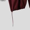 INCERUN Men Drawstring Elastic Waist Solid Color Casual Loose Long Harem Pants Trousers