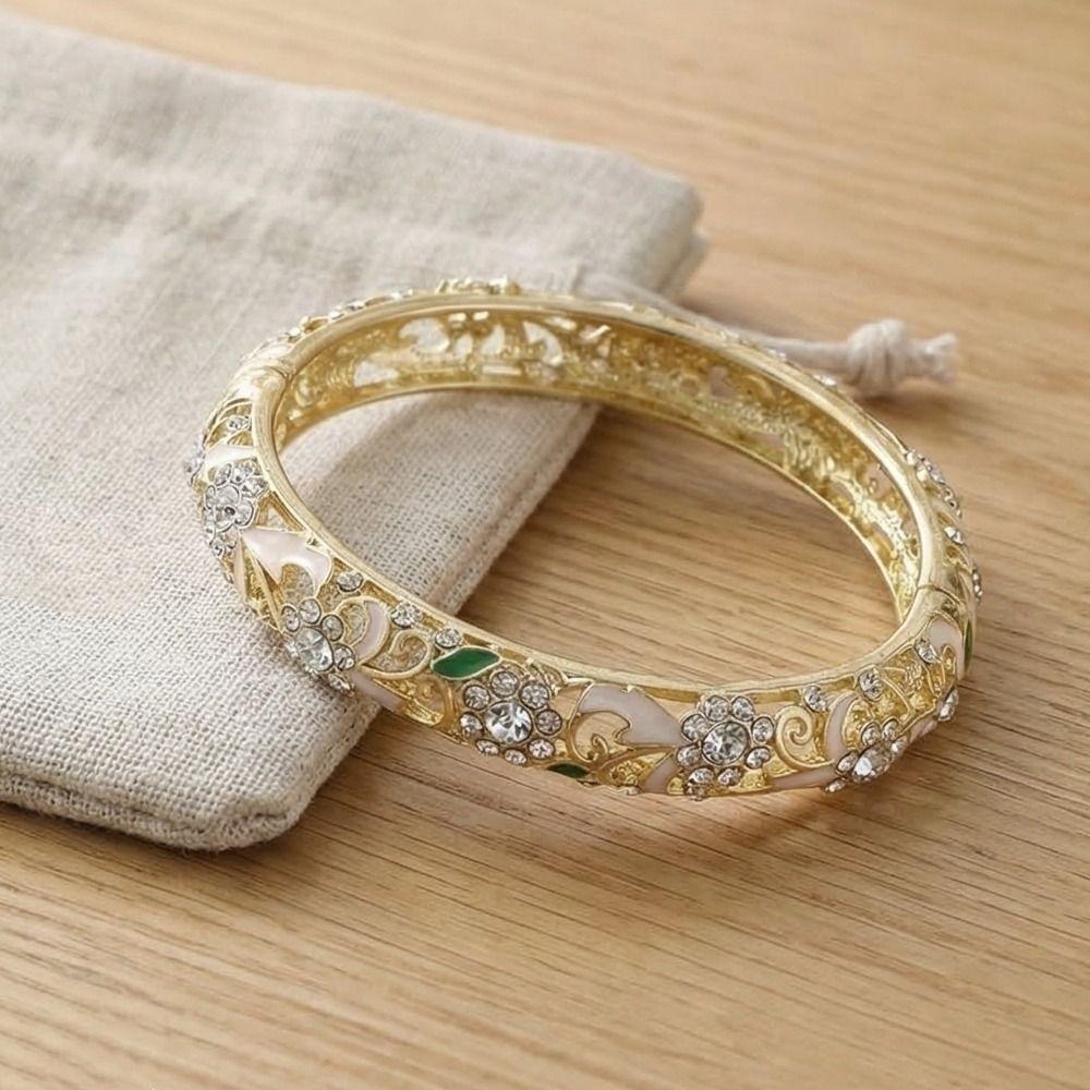 Rhinestone Flower Crystal Bangle Hollow Women's Hand Bracelet Jewelry Gifts