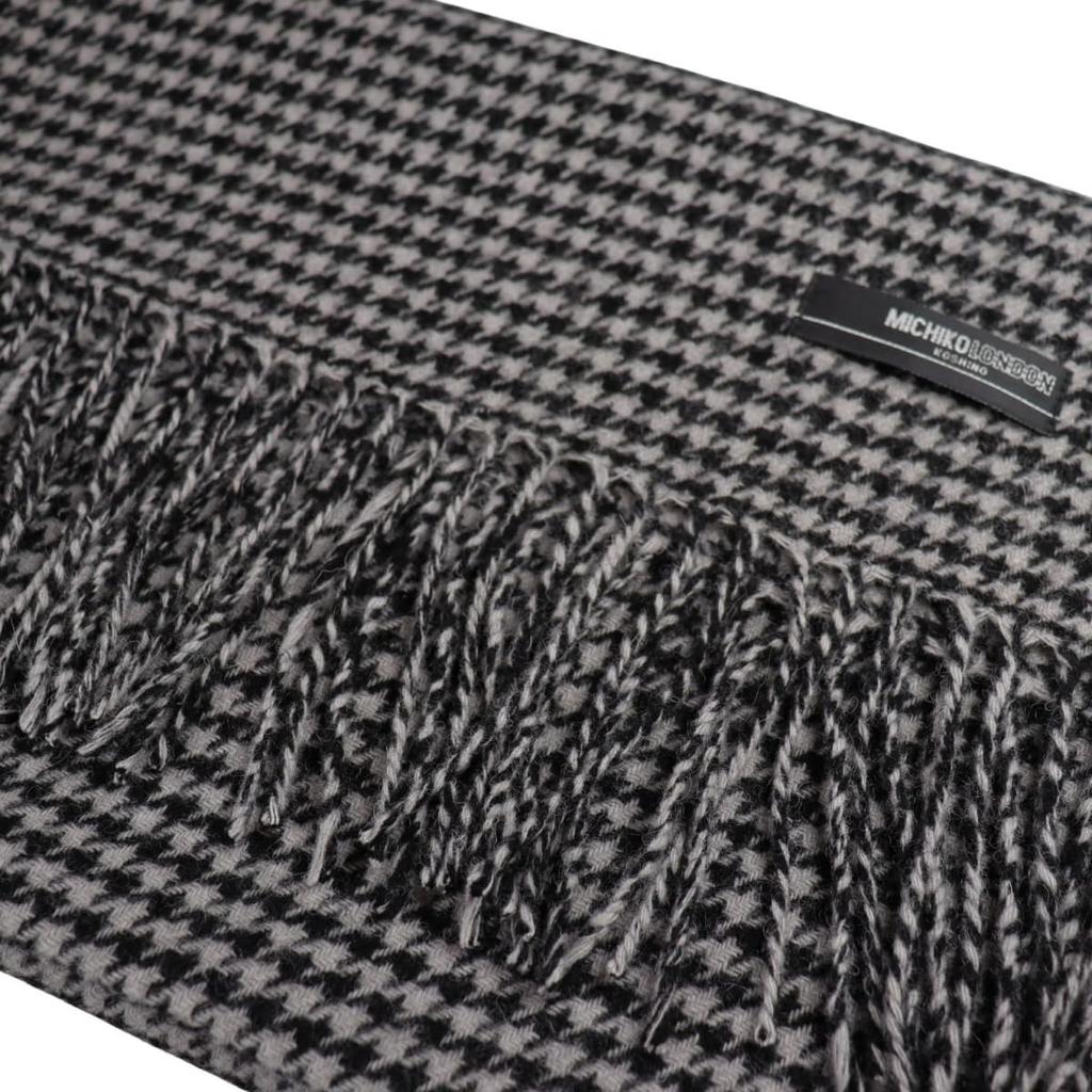 MICHIKO LONNDON Scarf 100% Wool muffler Houndstooth pattern Designed to complement suit jackets Ideal for gifts