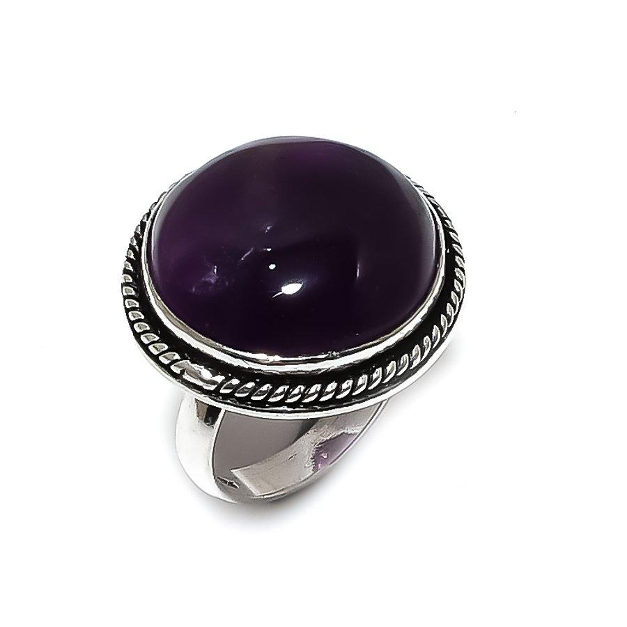 Sage Amethyst Gemstone Handmade 925 Steling Silver Gift Jewelry Ring Size 7 P8R87