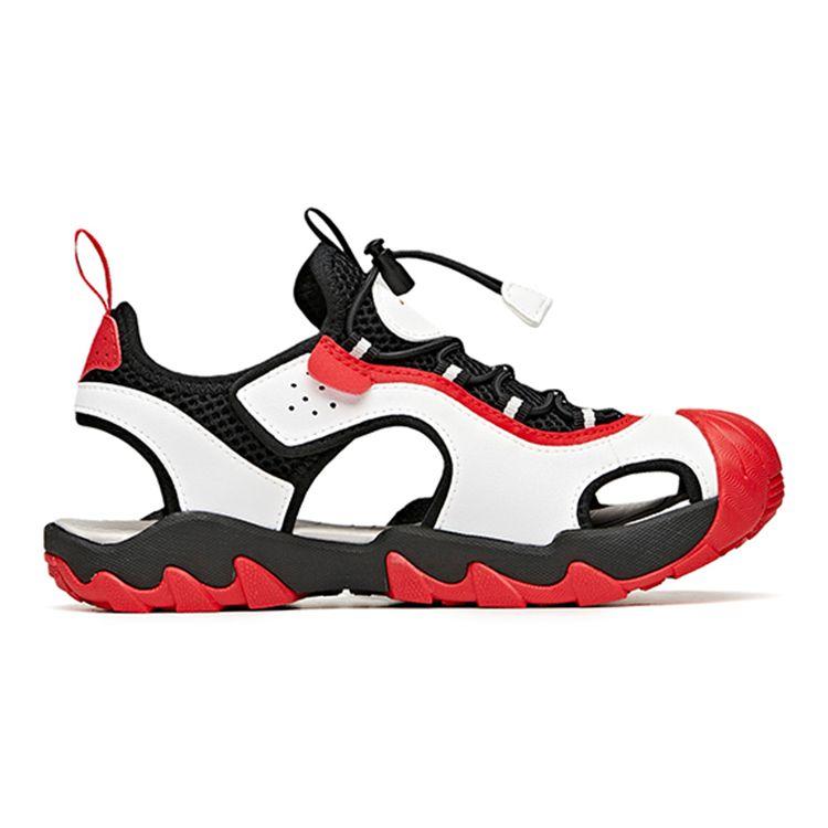 Anta Youth Breathable Mesh Sandals Kids sandals Black White Red A312126610A-2