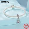 WOSTU 925 Sterling Silver Punk Gift Purple Red Green Spider Charms Pendant Bead Fit Original Bracelet Necklace DIY Birthday Gift
