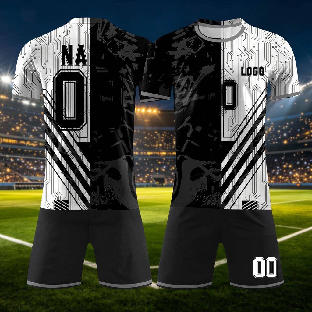 Conjunto Deportivo Personalizado de Dos Piezas DIY con Camiseta de Manga Corta y Pantalones Cortos para Uniformes de Equipo y Estampación Personalizada
