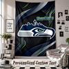 Wall Hanging Tapestry With Custom Name & Text, Seattle Seahawks Decorative Tapestry For Bedroom