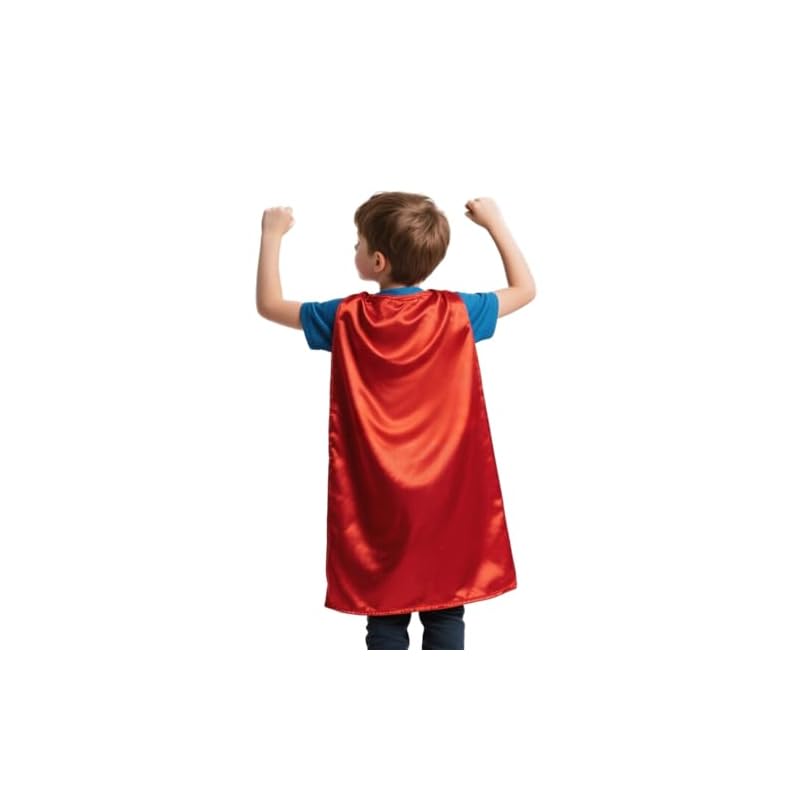 TopTie Kids' Hero Cape Costume, Perfect for Halloween, Children's Day, Christmas, or Birthdays - Red - 140cm H X 90cm W