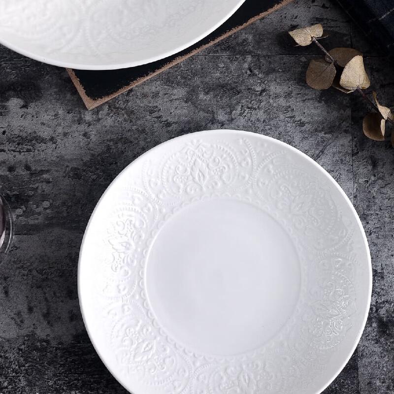 Nordic Style 7-inch Embossed Ceramic Dinner Plate