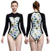 Summer Women 2MM Neoprene Bikini Wetsuit Long Sleeve Free Scuba Diving Suit Sun-proof Surfing Snorkeling One Piece Swimwear