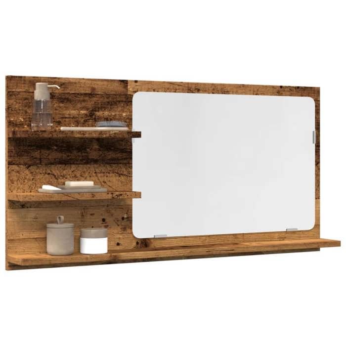 VidaXL Armoire à miroir de salle de bain vieux bois bois d'ingénierie, étagère à miroir, miroir avec étagère, étagère de 856262