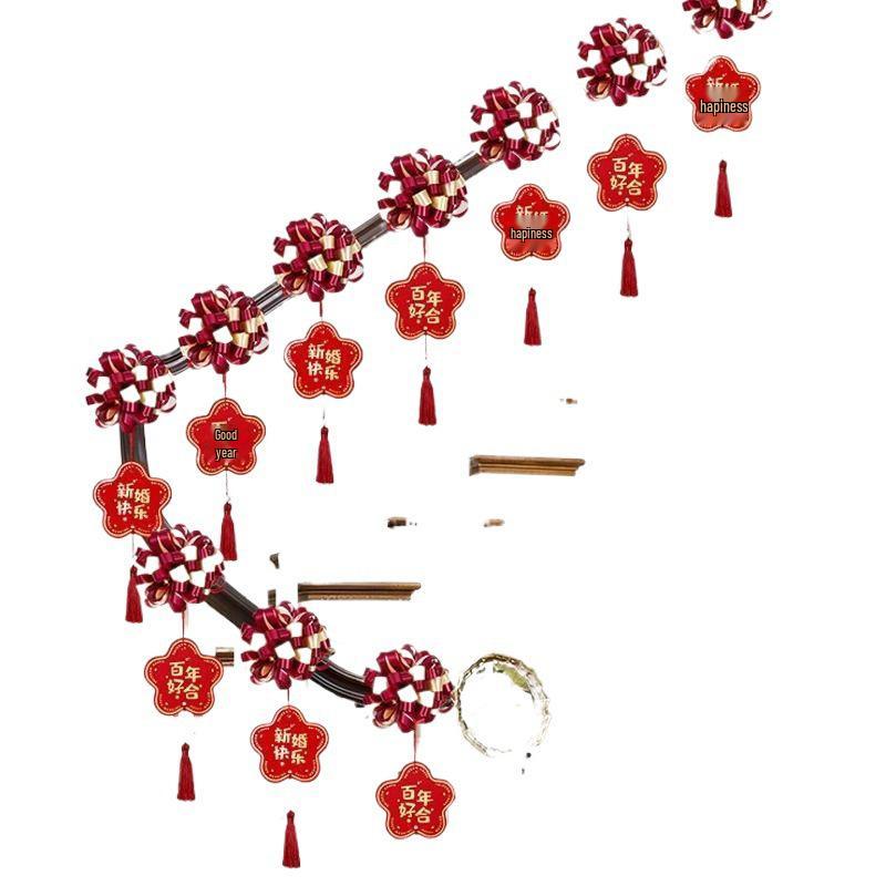 Bridal Stair Railing Décor Set: Tinsel Ornaments for Wedding Handrails